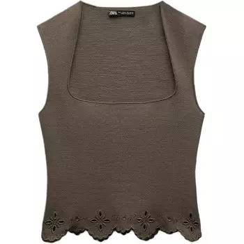 Футболка женская коричневая Zara