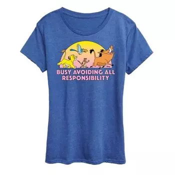 Футболка женская "Король лев" с принтом "Избегаю ответственности" Disney, синий
