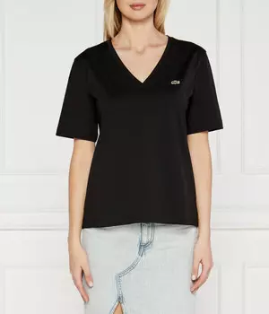 Футболка женская Lacoste с v-образным вырезом, черный