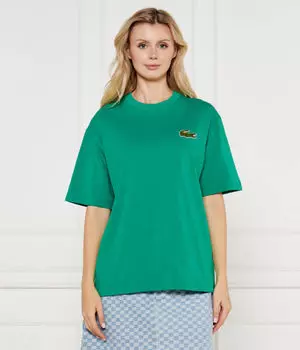 Футболка женская Lacoste свободного кроя с логотипом бренда, зеленый