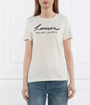 Футболка женская Lauren Ralph Lauren облегающего кроя из хлопка и модала, бежевый