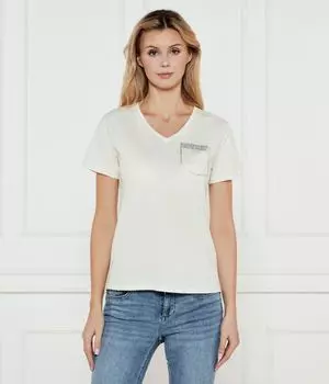 Футболка женская Liu Jo Sport с карманом из стразов, экрю