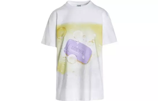 Футболка женская Loewe, белый / желтый / лиловый