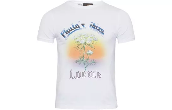 Футболка женская Loewe с рисунком, белый / желтый / синий