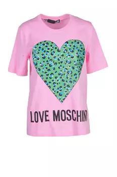 Футболка женская Love Moschino хлопковая с принтом, розовый
