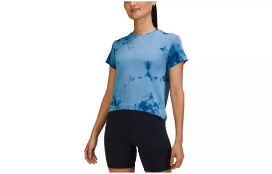 Футболка женская Lululemon, Rain Texture Marble Dye Blue
