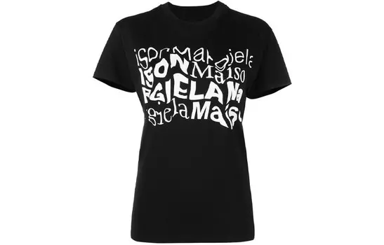 Футболка женская Maison Margiela с белым принтом, черный