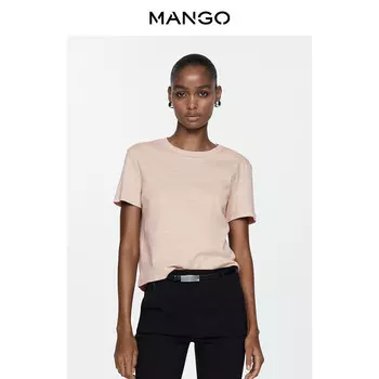 Футболка женская Mango прямого кроя, светло-серый