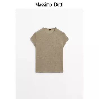 Футболка женская Massimo Dutti с короткими рукавами и круглым вырезом, желтый