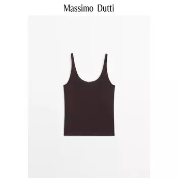 Футболка женская Massimo Dutti с подтяжками, коричневый