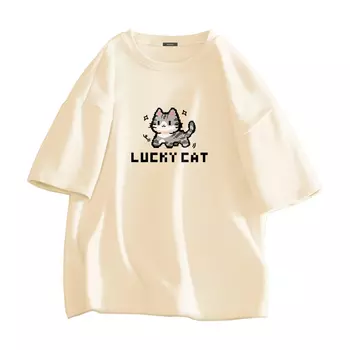 Футболка женская MINISO, [Long-sleeved]Light Beige (Electric Cat)