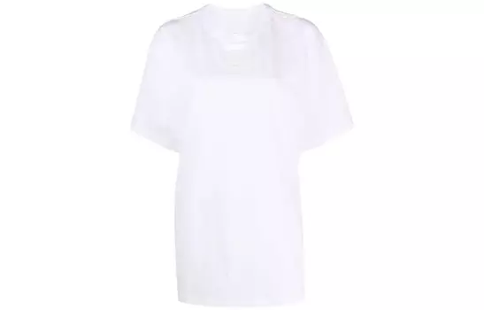 Футболка женская Mm6 Maison Margiela с квадратным логотипом, белый