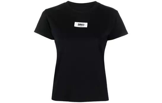 Футболка женская Mm6 Maison Margiela с логотипом, черный