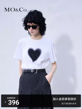 Футболка женская Moco с принтом, черный / белый