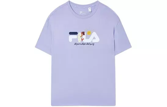 Футболка женская молочно-картофельная фиолетовая Fila