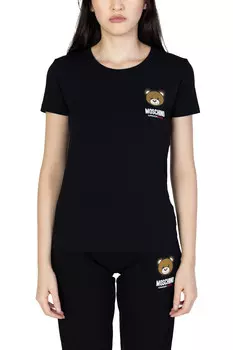 Футболка женская Moschino Underwear хлопковая с принтом, черный