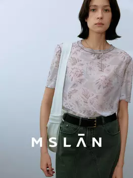 Футболка женская Mslan с принтом, серый