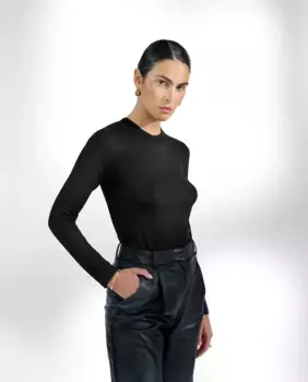 Футболка женская облегающая с длинным рукавом Bread & Boxers, черный