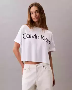 Футболка женская облегающая с логотипом Calvin Klein Jeans, белый