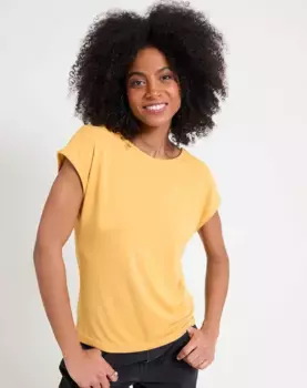 Футболка женская однотонная с коротким рукавом Naf Naf, горчичный