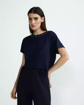 Футболка женская однотонная с коротким рукавом Zermatt, тёмно-синий