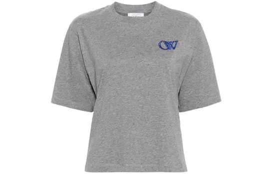 Футболка женская Off-White с вышитым логотипом, серый