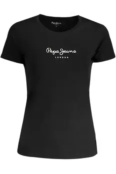 Футболка женская Pepe Jeans хлопковая с логотипом бренда, черный