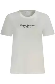 Футболка женская Pepe Jeans хлопковая с логотипом бренда, белый