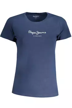 Футболка женская Pepe Jeans хлопковая с логотипом бренда, синий