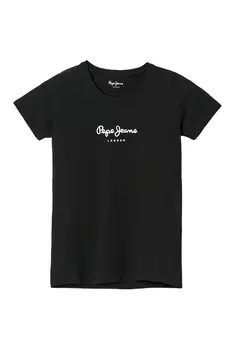 Футболка женская Pepe Jeans с фирменным принтом, черный