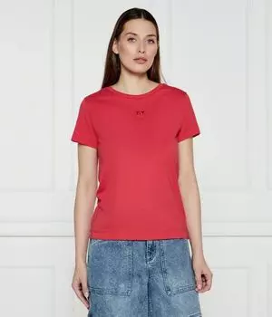 Футболка женская Pinko хлопковая однотонная, красный