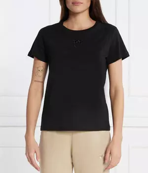 Футболка женская Pinko однотонная с вышивкой, черный