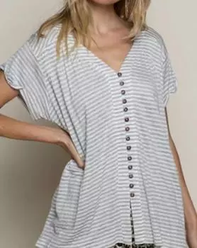 Футболка женская POL, серый/белый