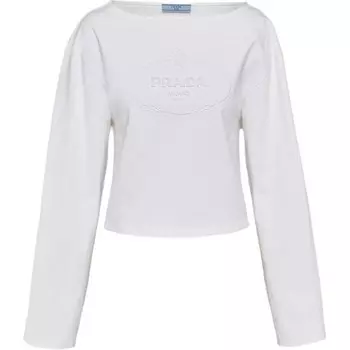 Футболка женская Prada с выпуклым логотипом, белый
