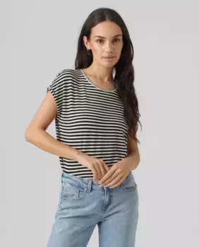 Футболка женская прямого кроя с короткими рукавами Vero Moda, черный