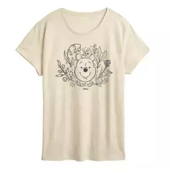 Футболка женская с цветочным принтом "Винни Пух" Disney, белый