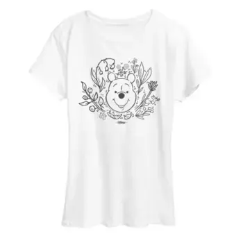 Футболка женская с цветочным принтом "Винни Пух" Disney, белый