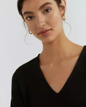 Футболка женская с длинными рукавами и V-образным вырезом Guitare, черный