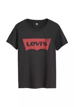 Футболка женская с фирменным принтом, хлопок Levi's, цвет Prog