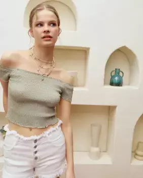 Футболка женская с коротким рукавом и резинками Green Coast, цвет Salvia