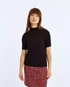 Футболка женская с коротким рукавом и высоким воротом Lili Sidonio, черный