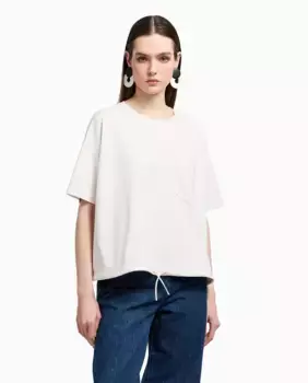 Футболка женская с коротким рукавом со стразами Emporio Armani, цвет Blanco Hielo