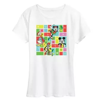 Футболка женская с новогодним принтом "Микки Маус и друзья" Disney, белый