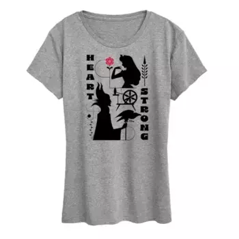 Футболка женская с принтом "Спящая красавица" и сердцем Disney, серый