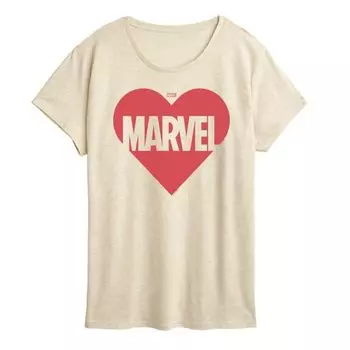 Футболка женская с принтом в виде сердца Marvel, бежевый