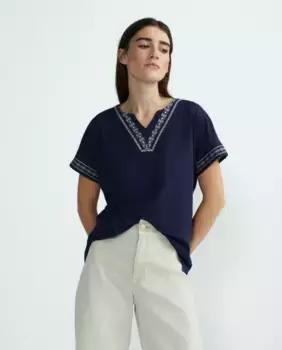 Футболка женская с простой вышивкой Zermatt, тёмно-синий