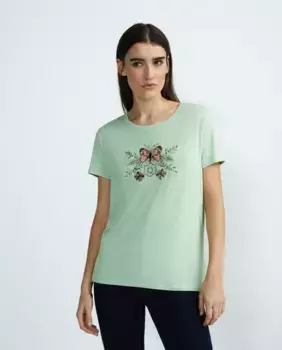 Футболка женская с простой вышивкой Zermatt, зеленый