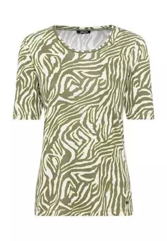 Футболка женская, с рукавами до половины, узор по всей поверхности olsen, цвет Dark Khaki