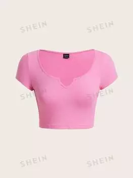 Футболка женская Shein Basics укороченная, розовый