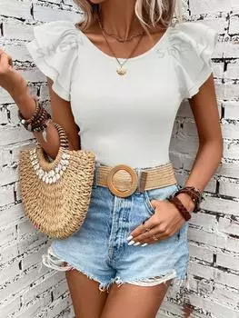 Футболка женская Shein Clasi с рюшами, белый